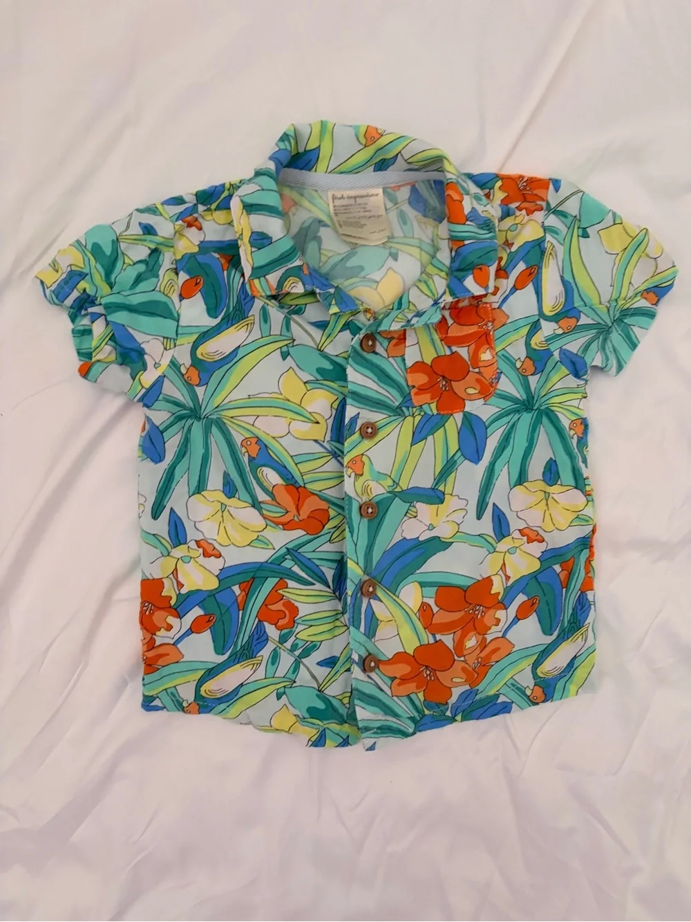 First Impressions Tropical Floral Short Pajama Set - Blue & Orange